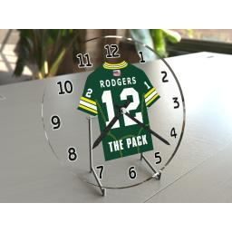 Aaron Rodgers 12 - Green Bay Packers NFL American Football Team Jersey Clock - Legend Edition