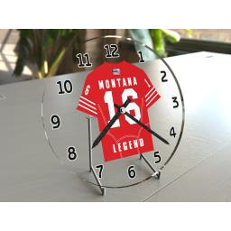 Joe Montana 16 - San Francisco 49ers NFL American Football Team Jersey Clock - Legend Edition