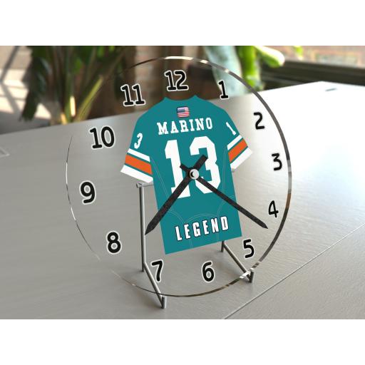 Dan Marino 13 - Miami Dolphins NFL American Football Team Jersey Clock - Legend Edition
