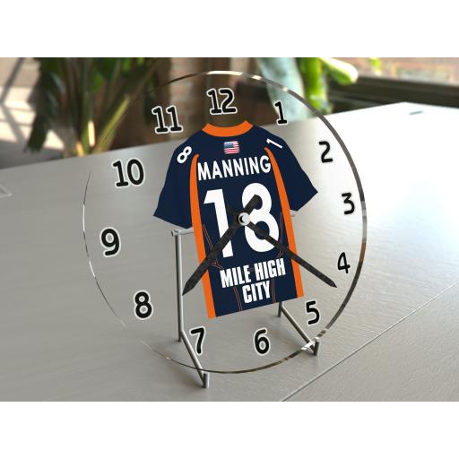 Peyton Manning 18 - Denver Broncos NFL American Football Team Jersey Clock - Legend Edition