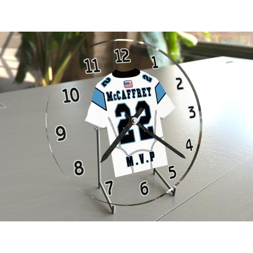 Christian McCaffrey 22 - Carolina Panthers NFL American Football Team Jersey Clock - Legend Edition