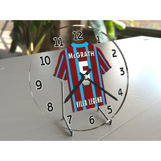 Paul McGrath 5 - Aston Villa FC Football Shirt Clock - Legend Edition