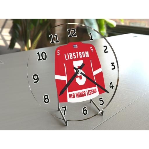 Nicklas Lidstrom 5 - Detroit Red Wings Hockey Jersey Clock - Legend Edition