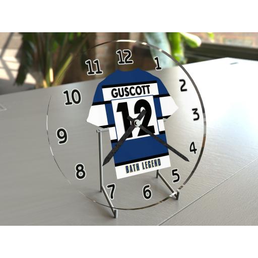 Jeremy Guscott 12 - Bath RFC Rugby Team Jersey Clock - Legends Edition
