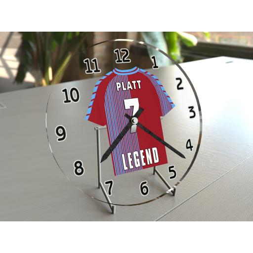 David Platt 7 - Aston Villa FC Football Shirt Clock - Legend Edition