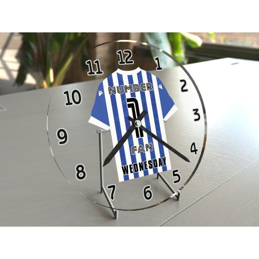 Sheffield Wednesday FC NUMBER 1 FAN Football Shirt Clock - Perfect Gift for any Owls Fan