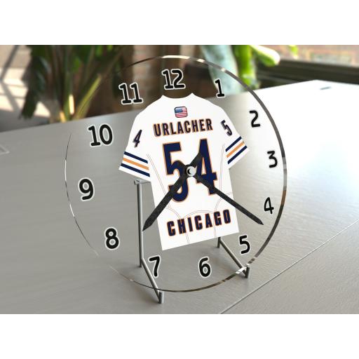 Brian Urlacher 52 - Chicago Bears NFL American Football Team Jersey Clock - Legend Edition