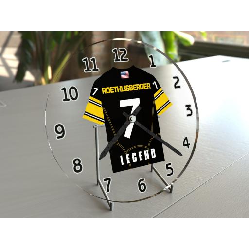 Ben Roethlisberger 7 - Pittsburgh Steelers NFL American Football Team Jersey Clock - Legend Edition