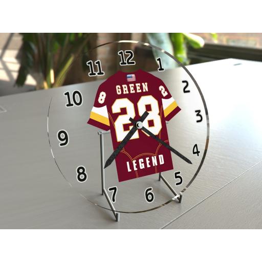 Darrell Green 28 - Washington Football Team NFL American Football Jersey Clock - Legend Edition