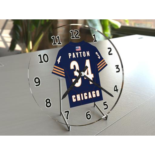Walter Payton 34 - Chicago Bears NFL American Football Team Jersey Clock - Legend Edition