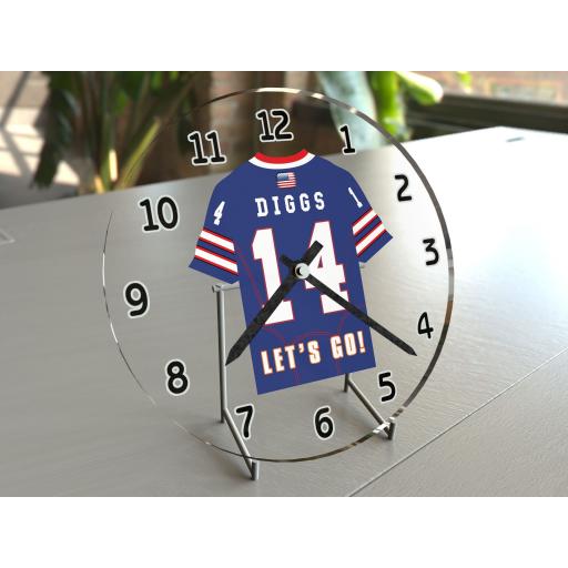 Stefon Diggs 14 - Buffalo Bills NFL American Football Team Jersey Clock - Legend Edition
