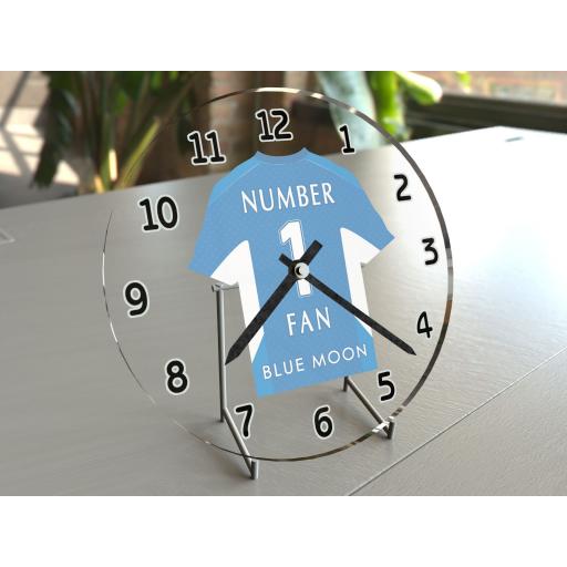 Manchester City FC NUMBER 1 FAN Football Shirt Clock - Perfect Gift for any City Fan !