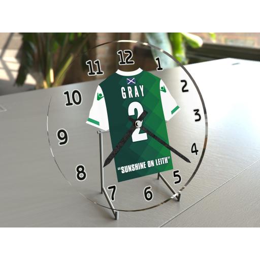 David Gray 2 - Hibernian FC Football Shirt Themed Clock - Legend Edition