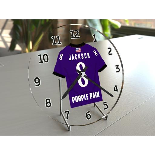 Lamar Jackson 8 - Baltimore Ravens NFL American Football Team Jersey Clock - Legend Edition