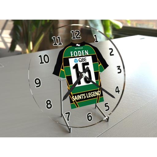 Ben Foden 15 - Northampton Saints RFC Rugby Team Jersey Clock - Legends Edition