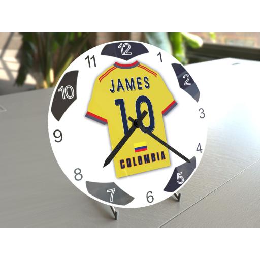 Colombia Football Gifts - Personalised Football Team Shirt Wall Clock