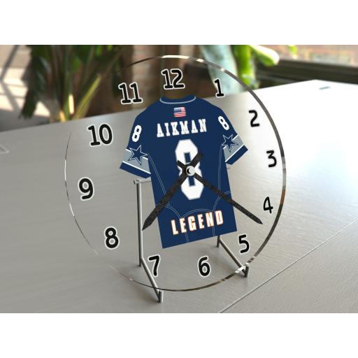 Troy Aikman 8 - Dallas Cowboys NFL American Football Jersey Clock - Legend Edition